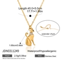 Gold stainless steel cat pendant necklace with white crystal and waterproof finish - Egyptian Cat Pendant Necklace (JDN0311249)
