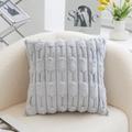 Gray textured plush pillow cover with geometric pattern on a soft beige sofa - Silver Grey