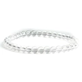 Minimalist 4mm clear crystal beaded bracelet featuring polished transparent round beads - Clear Quartz