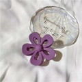 Elegant purple jelly flower hair claw clip with matte finish on shell glass tray - Matte Purple