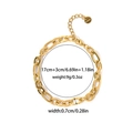Minimalist gold plated stainless steel chain bracelet, 17+3cm length, 7mm width - Smooth Oval Link Chain