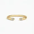 Minimalistischer vergoldeter S925 Silberring mit doppelt besetzten Moissanit Steinen - US Größe 5 / Moissanit Offener Ring