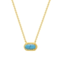 Collana placcata oro 18 carati con pendente in turchese ovale e incastonatura a griffe - Blu