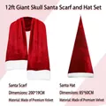 Plush red Christmas set featuring extra long velvet hat and 200cm festive scarf - Skeleton Christmas Set