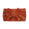 Bandeau bébé en velours caramel orné d'un grand nœud double couche élégant - Orange