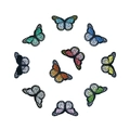 Detailed view of 10 colorful butterfly embroidery patches for DIY clothing decoration - New 10 Colors / Small / With Adhesive / Multicolor