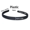 Classic 1.5cm black fabric covered plastic headband for DIY hair accessories - 1.5CM Fabric Wrapped Black