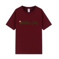 T-shirt fête des mères rouge foncé avec imprimé vert et détail de fleur orange - XS / Rouge Bordeaux / Mother's Day