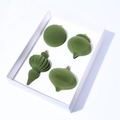 Deep forest green flocked velvet Christmas ornament set with elegant golden caps - 4 Pieces / Army Green