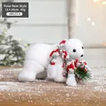 Polar bear Christmas ornament with knit scarf and pine needle branch, 11x18cm tabletop decor - Polar Bear Style
