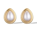 Polished 18K gold plated teardrop earrings featuring a smooth centered white pearl - Gold