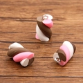 Pink and brown swirl marshmallow resin charms with metal loops for DIY necklaces - Pink Coffee White Spiral
