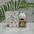 Pink rabbit digital alarm clock with soft night light and gift packaging set - Shy Rabbit (Pink) + Birthday Gift Bag