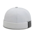 White Miki hat with three black stripes in durable twill cotton for a stylish look - Adjustable / White