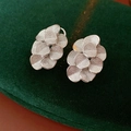 Dettaglio degli orecchini a fiore d'argento con petali su una scatola per gioielli in velluto - Argento (Silver Earring Post)