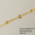 3mm bead station gold stainless steel chain necklace 42cm length with extension - 0.3 Cross Chain with 3mm Beads