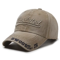 Gorra vintage de algodón lavado caqui con bordado en 3D y visera curva retro - Ajustable / Beige Oscuro