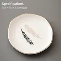 Irregular 4-inch ceramic jewelry dish with golden edge and feather pattern - 10.5cm Irregular Plate-Feather