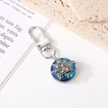 Sparkling blue Evil Eye keychain with silver hardware and mystic metal eye charm - Silver Triangle Eye