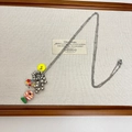Multicolor beaded grape cluster necklace with yellow ring on silver bead chain - Style E Clownfish Button Necklace