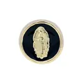 Golden Virgin Mary relief pendant with black glossy finish and circular religious frame - Virgin Mary / Black