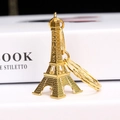 Vintage goldener Eiffelturm-Schlüsselanhänger mit Frankreich-Gravur und Wellen-Ring - Gold