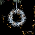 Sparkling 11cm Christmas wreath acrylic pendant with gold glitter on pine branch - Wreath Style 2