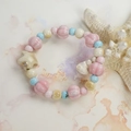 Ceramic beaded bracelet with pink, blue and yellow beads and a starfish charm - Pink Pentagram (938C粉色五角星)