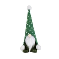 Gnome de Noël en peluche avec bonnet vert tricoté à motifs cœurs et barbe blanche - Vert