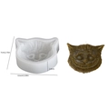 Cheshire cat silicone mold and dark brown finished candle showing detailed fur textures - Devil Cat Head