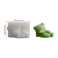 Sleepy bear silicone candle mold with finished green model and product dimensions - Dozing Bear / Large