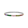 Pulsera tennis arcoíris de acero inoxidable plateado sobre un fondo blanco puro - 4mm / Plateado Strass Arco Iris