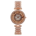 Montre élégante pour femme en or rose avec cristaux étincelants et cadran en nacre - Or rose