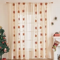 Christmas lace curtains with festive bell and maple leaf embroidery for window decor - 140*100cm / Large Christmas Bell
