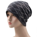 Deep grey slouchy beanie for women with shimmering rhinestone wave patterns - Dark Grey Knitted Style (02)