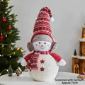 Poupée bonhomme de neige de Noël avec cache-oreilles et bonnet tricoté hauteur 75cm - Bonhomme de Neige No.2 Avec Cache-oreilles Rouge / 75cm