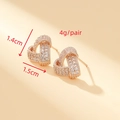 Crossed heart-shaped earrings in rose gold finish with zircon inlay and 1.4cm dimensions - Rose Gold Geometric Interwoven Style