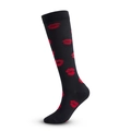 Black knee-high compression sports sock featuring a vibrant red lip print pattern - Lip Print