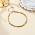 Detail of adjustable 18K gold bead bracelet with lobster clasp and extension chain - Ball Chain Style