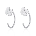 Minimalist S925 sterling silver four-leaf clover drop earrings with high polish finish - Four-leaf Clover