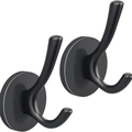 Pair of sleek black magnetic wreath hooks with a circular base for kitchen or bathroom - Black U-Shape Hook