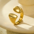 Detailed macro view showing the 1.39cm width and golden pebble texture of the open ring - Pebble Shape Open Gold