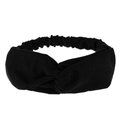 Detail of black twisted elastic headband showing velvet fabric texture on white background - Black