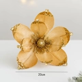 Glittery gold 20cm artificial magnolia flower for Christmas tree and wreath decoration - 20cm / Gold