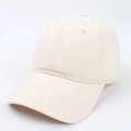 Close-up of beige cotton baseball cap detailing the six-panel stitching and fabric texture - Adjustable / Off-white