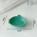 Detail view of cactus ceramic sauce dish showing precise dimensions 11cm by 10cm - Cactus