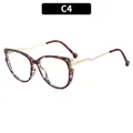 Cat eye TR90 blue light glasses in tortoiseshell frame with golden wavy metal temples - Floral Frame