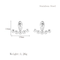 Minimalist 18K gold plated stainless steel fan-shaped pearl earrings, 19mm size - Silver