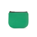 Compact green canvas coin purse with vintage bronze zipper and white stitching detail - Apple Green