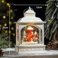 Vintage white Christmas snow globe lantern with Santa and reindeer decor, 12x20cm size - White Mailbox Santa & Deer